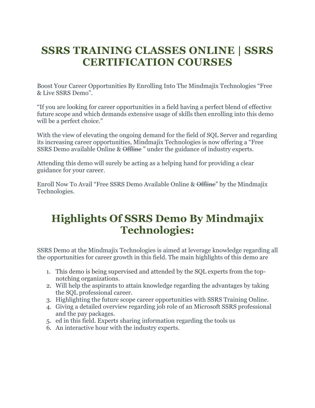 ssrs training classes online ssrs certification