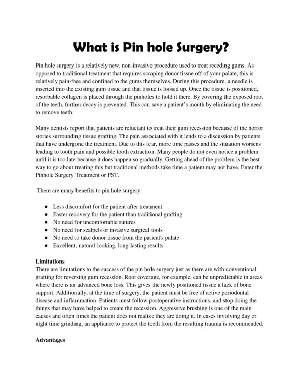 What is Pin hole Surgery?