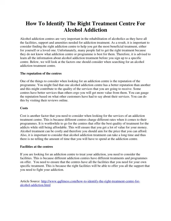 How To Identify The Right Treatment Centre For Alcohol Addiction