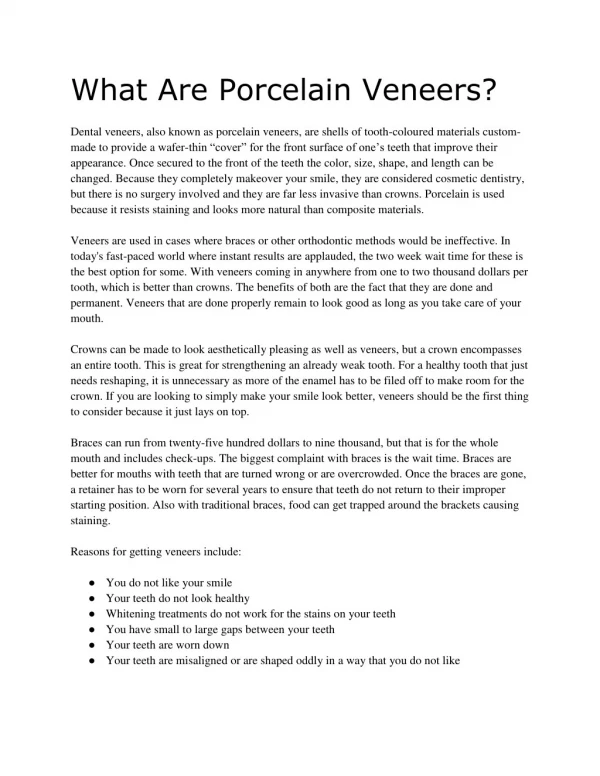 What Are Porcelain Veneers?