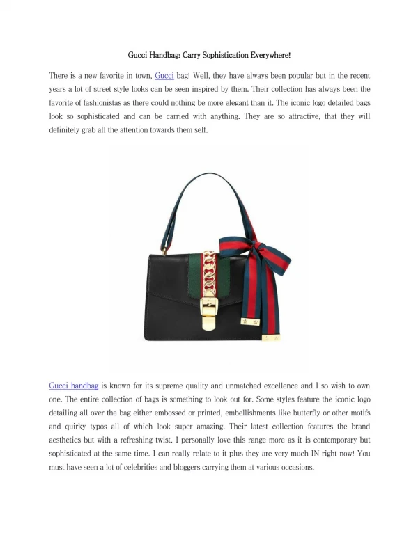 Gucci Handbag: Carry Sophistication Everywhere!