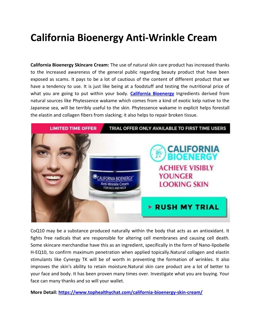california bioenergy anti wrinkle cream