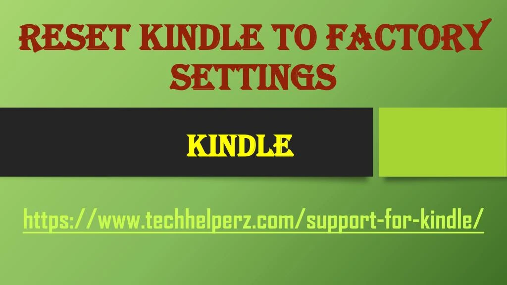 reset kindle to factory settings