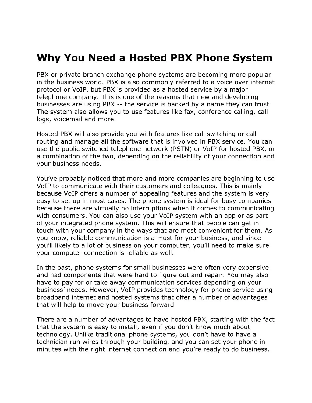 why you need a hosted pbx phone system