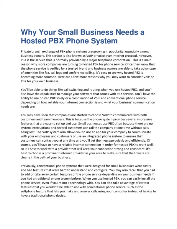 Why Your Small Business Needs a Hosted PBX Phone System