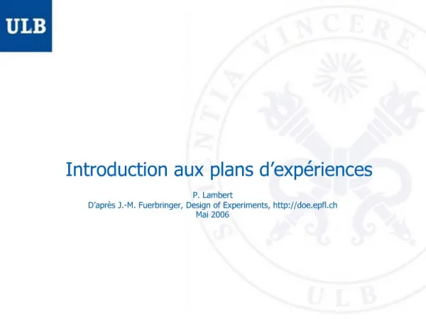 Introduction aux plans d exp riences