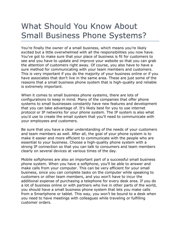 What Should You Know About Small Business Phone Systems?