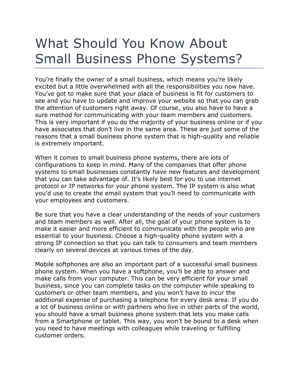 what should you know about small business phone