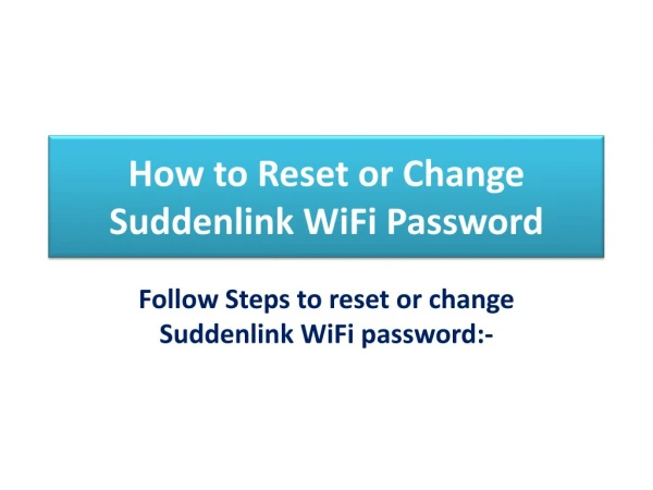 How to Reset or Change Suddenlink WiFi Password?