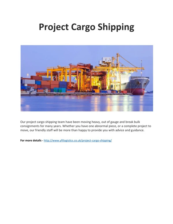 Project cargo shipping