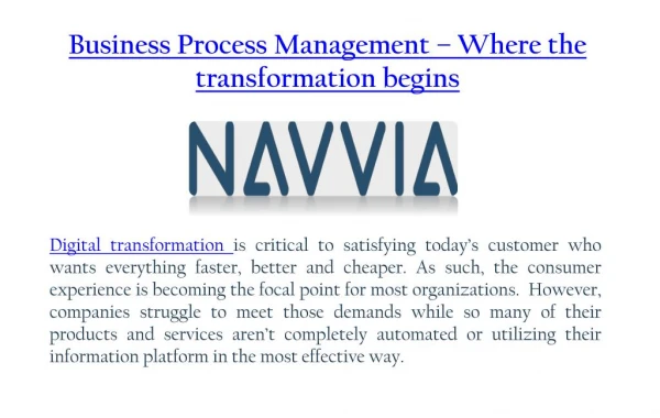 Business Process Management - Digital Transformation