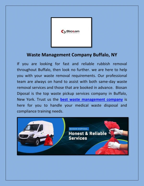 Medical Waste Disposal Services Buffalo