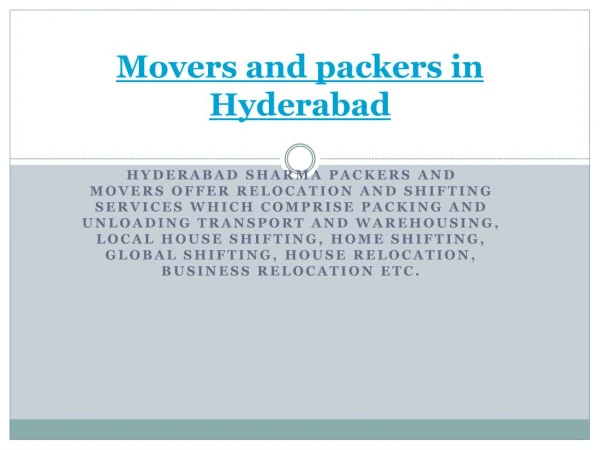 Movers and Packers in Hyderabad | Packers and movers in Hyderabad