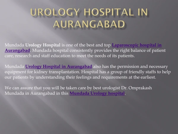 Kidney Specialist In Aurangabad - Mundada Urology Hospital Aurangabad