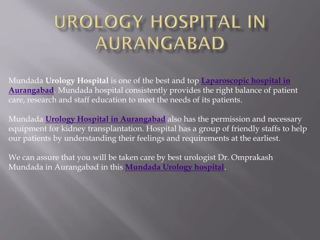 mundada urology hospital is one of the best