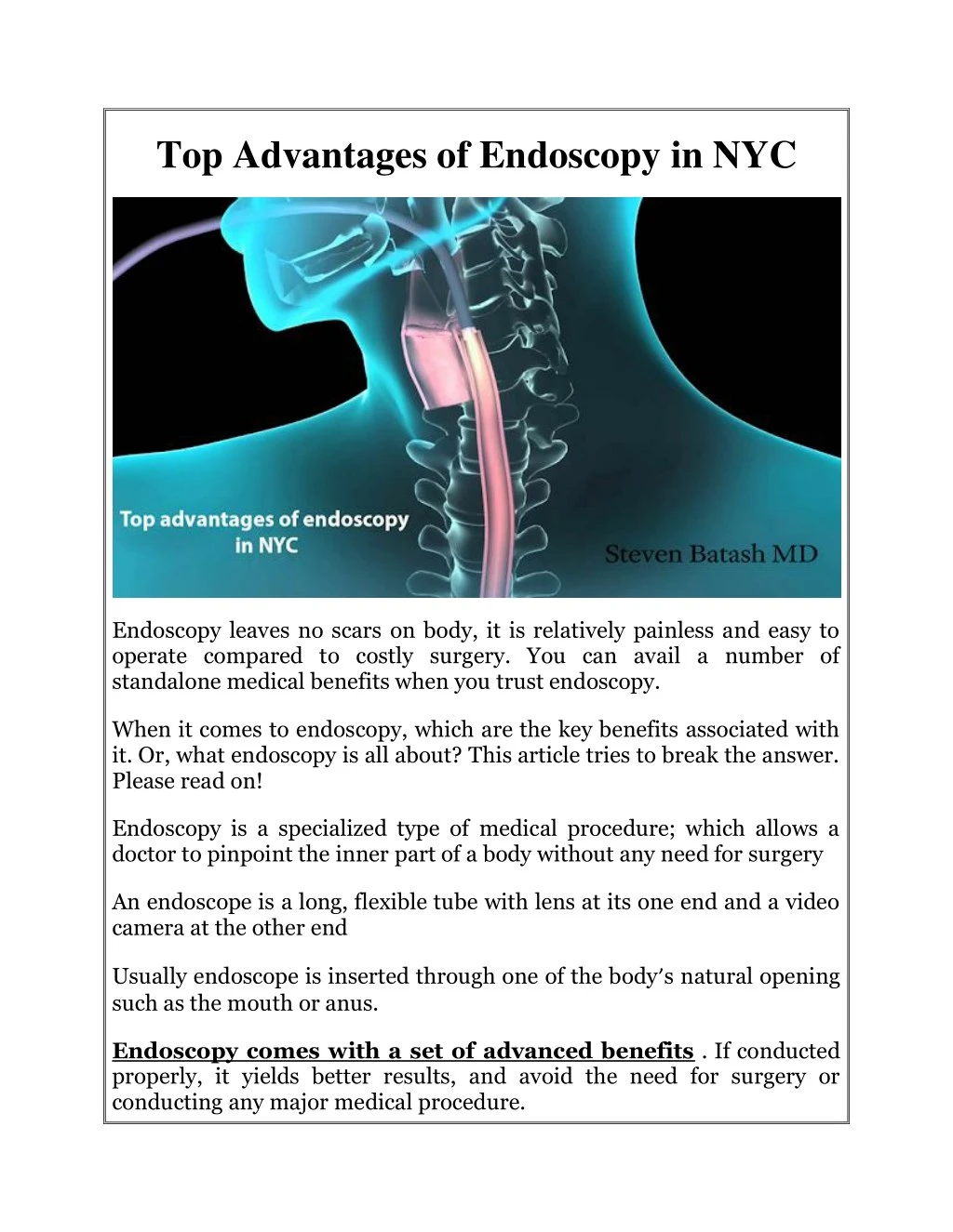 top advantages of endoscopy in nyc
