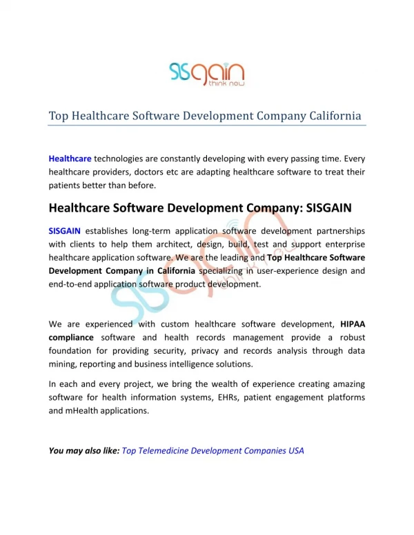 Healthcare Software & Application Development Company