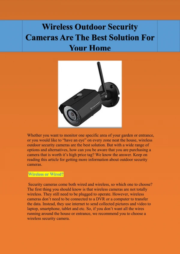 Security Cameras Are The Best Solution For Your Home