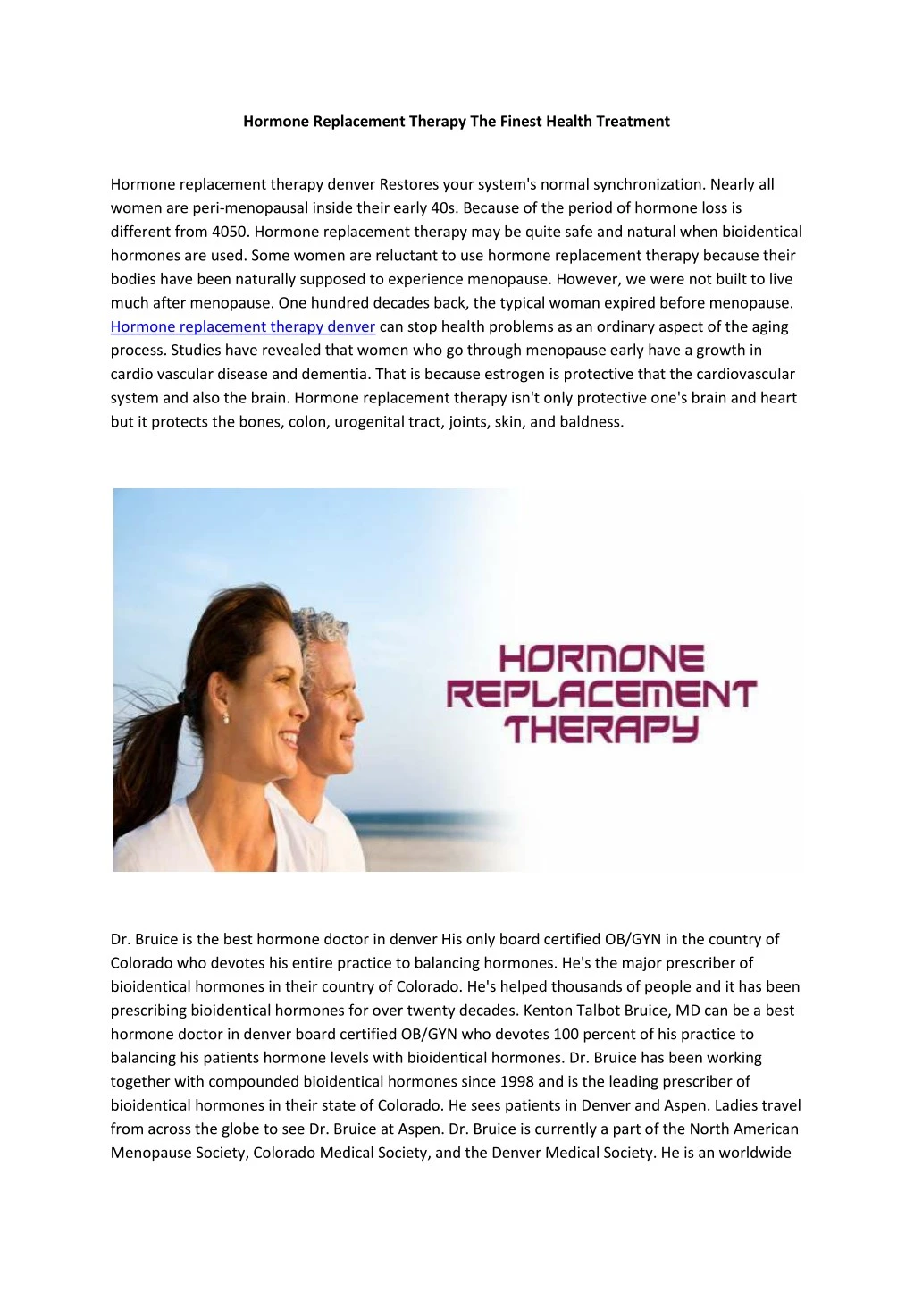 hormone replacement therapy the finest health