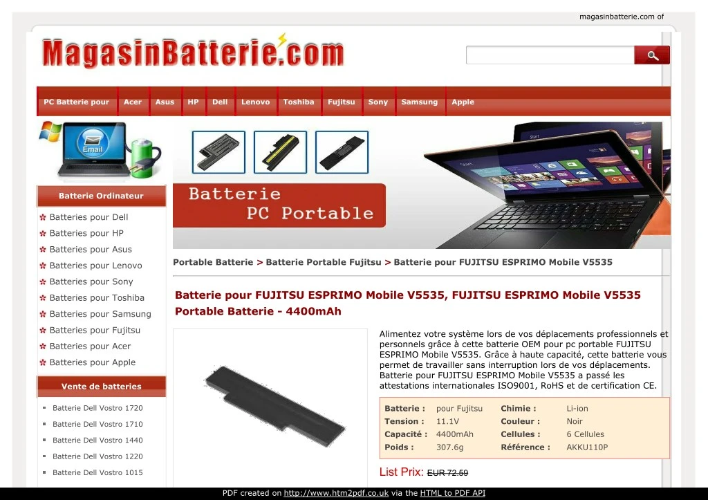 magasinbatterie com offre batterie ordinateur