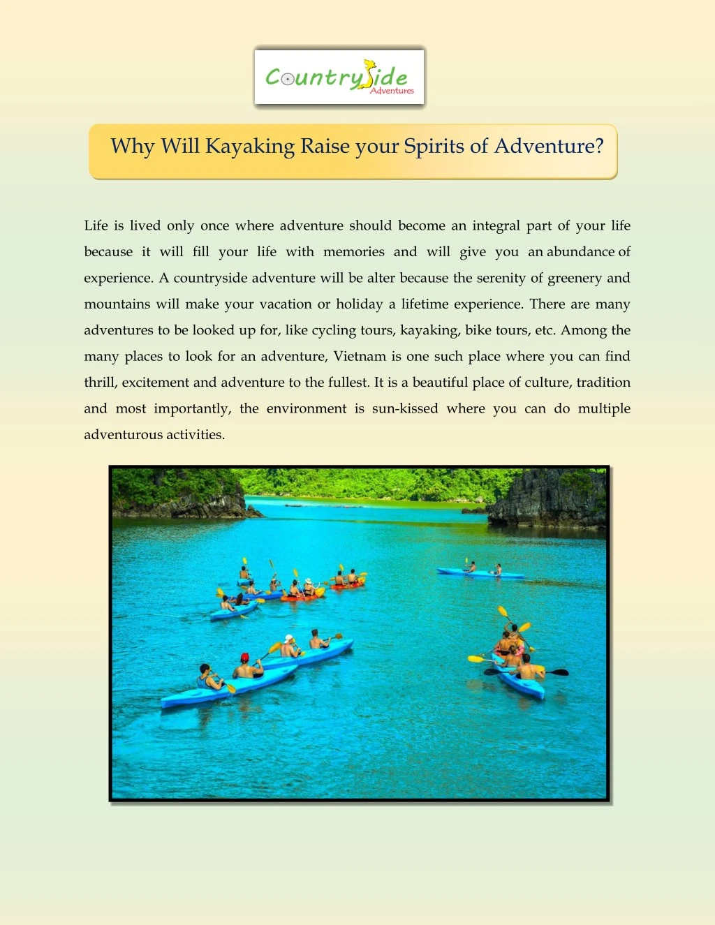 why will kayaking raise your spirits of adventure