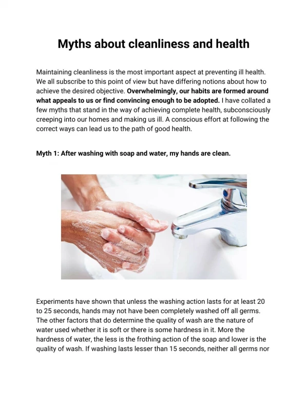 Myths about cleanliness and health