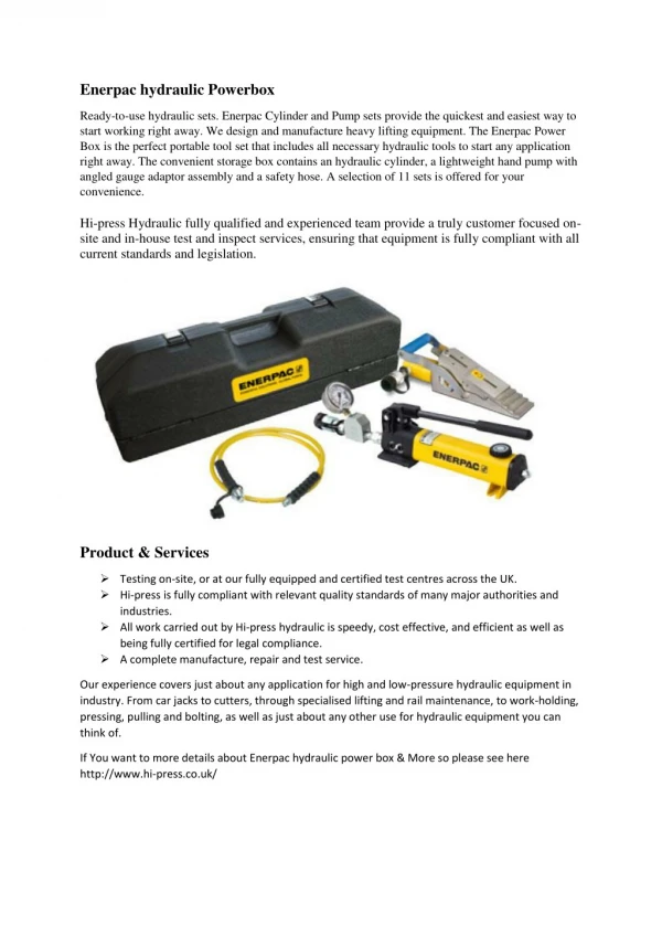 Enerpac Hydraulic powerbox