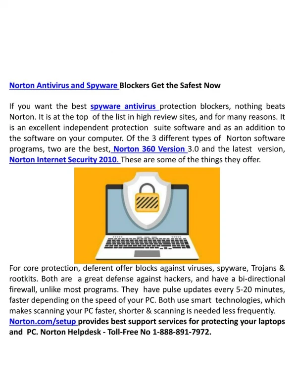 Norton Antivirus and Spyware Blockers | Norton.com/setup