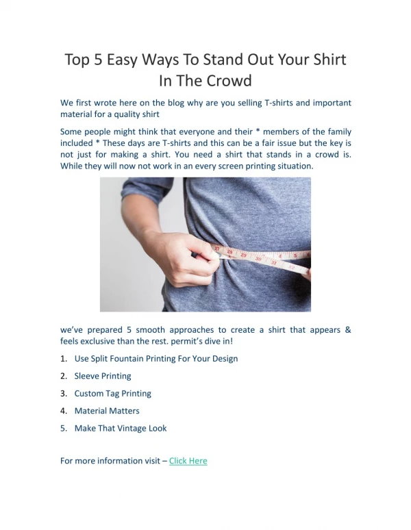 Top 5 Easy Ways To Stand Out Your Shirt In The Crowd