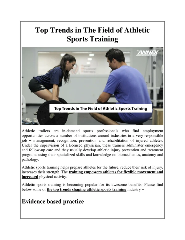 Top Trends in The Field of Athletic Sports Training
