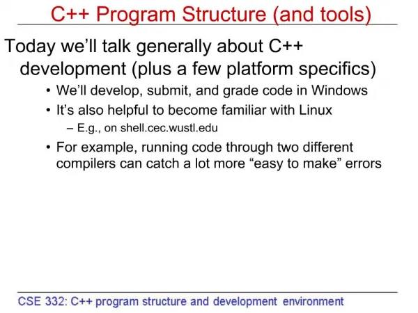 C Program Structure and tools