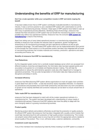 Benefits of ERP for Manufacturing - slide 1