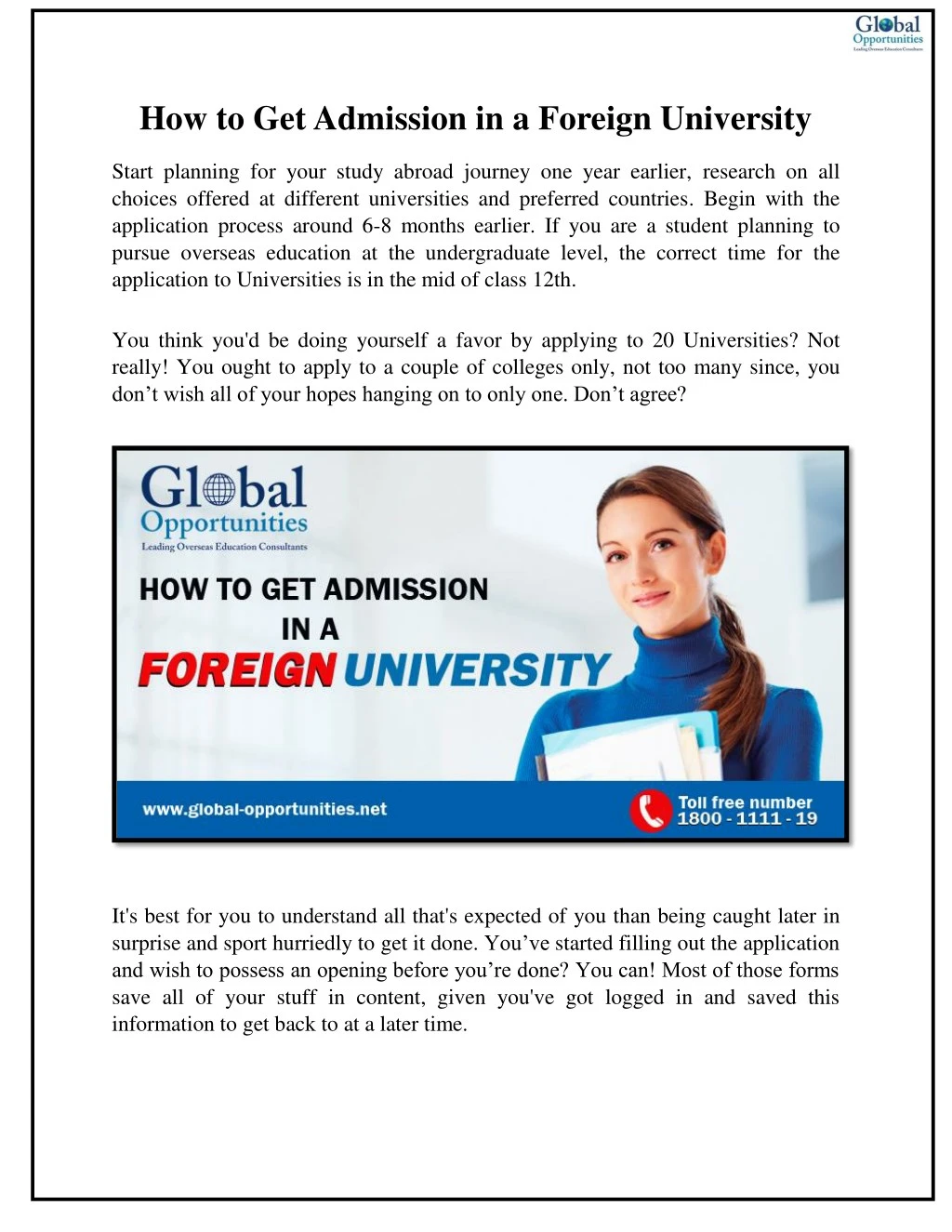 how to get admission in a foreign university