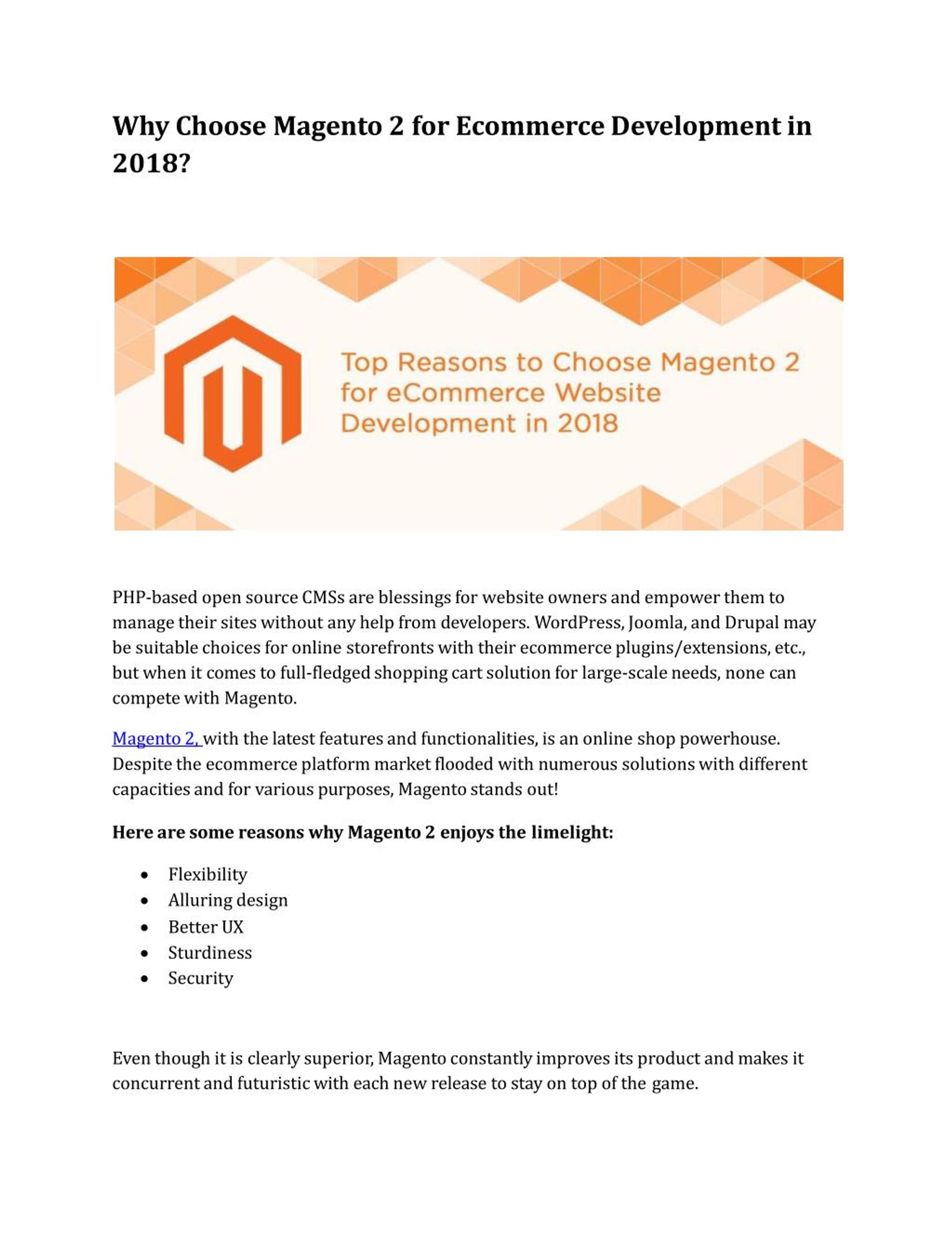 PPT - Why Choose Magento 2 for Ecommerce Development in 2018 ...