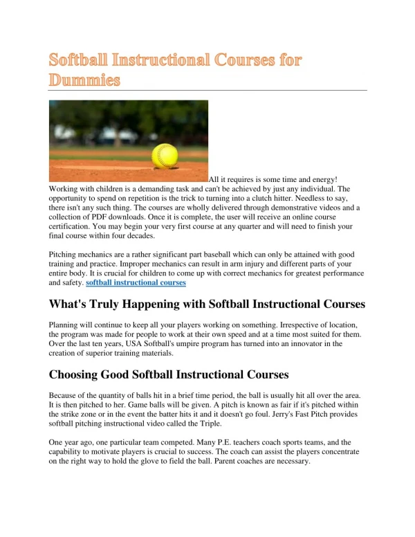 Softball Instructional Videos