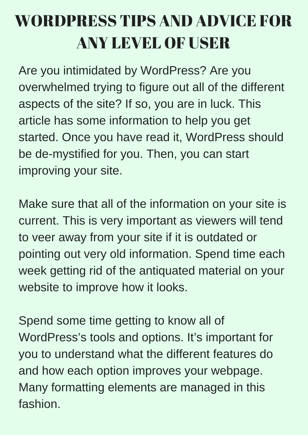wordpress tips and advice for any level of user