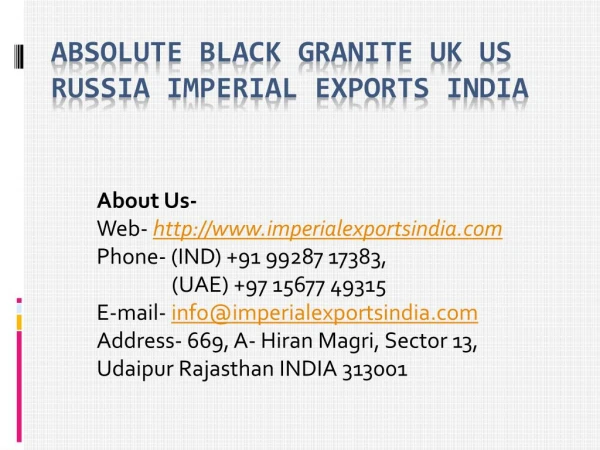 Absolute Black Granite UK US Russia Imperial Exports India