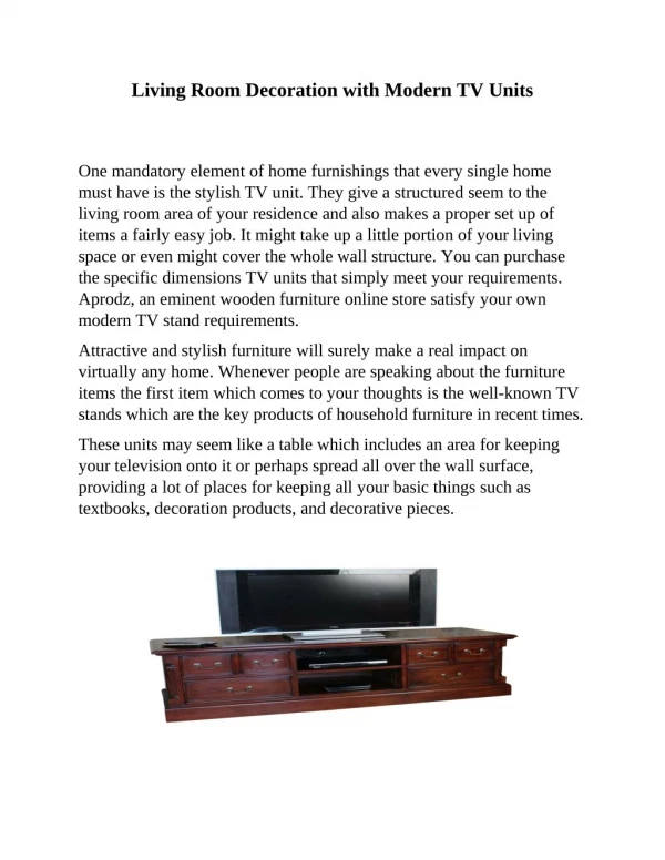 Living Room Decoration with Modern TV Units