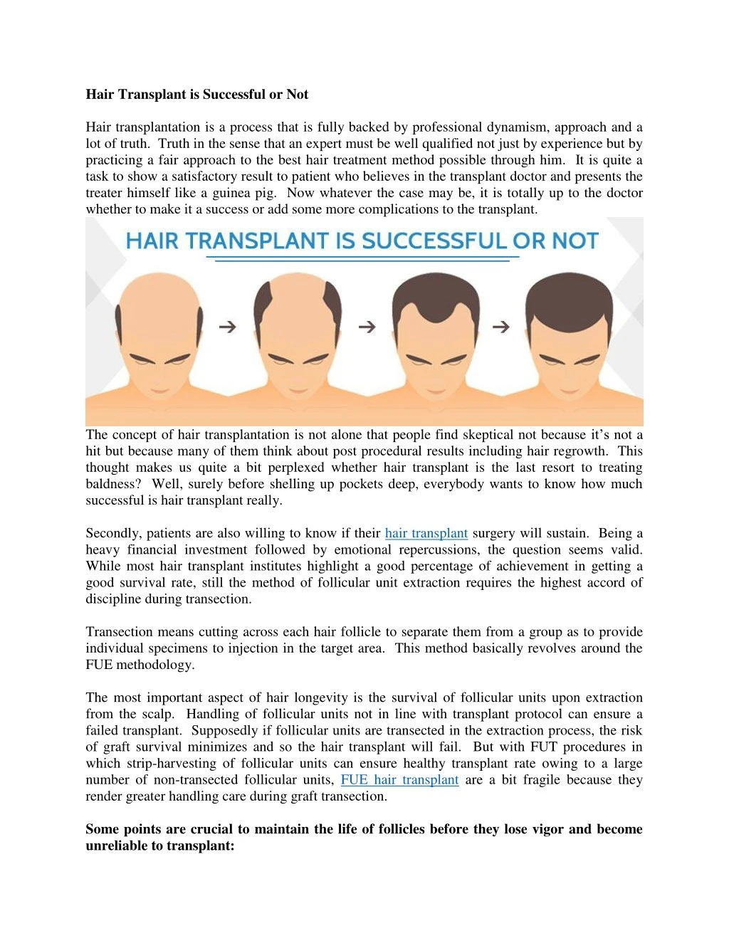 hair transplant is successful or not hair