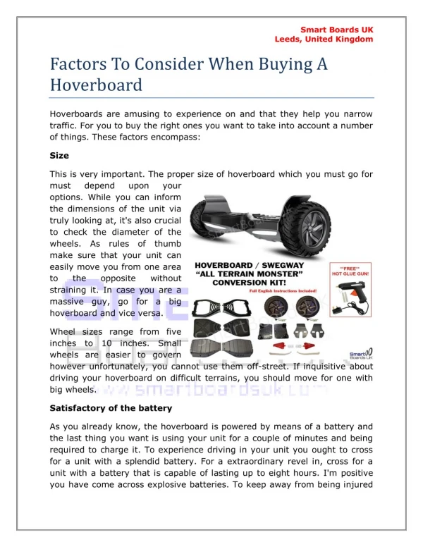 Factors To Consider When Buying A Hoverboard