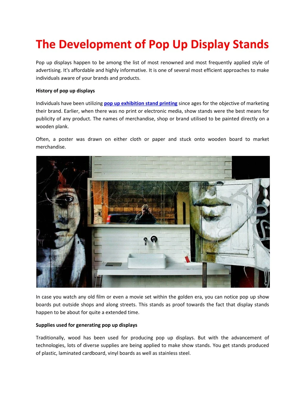 the development of pop up display stands
