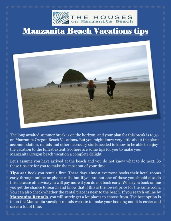 Manzanita Beach Vacations tips