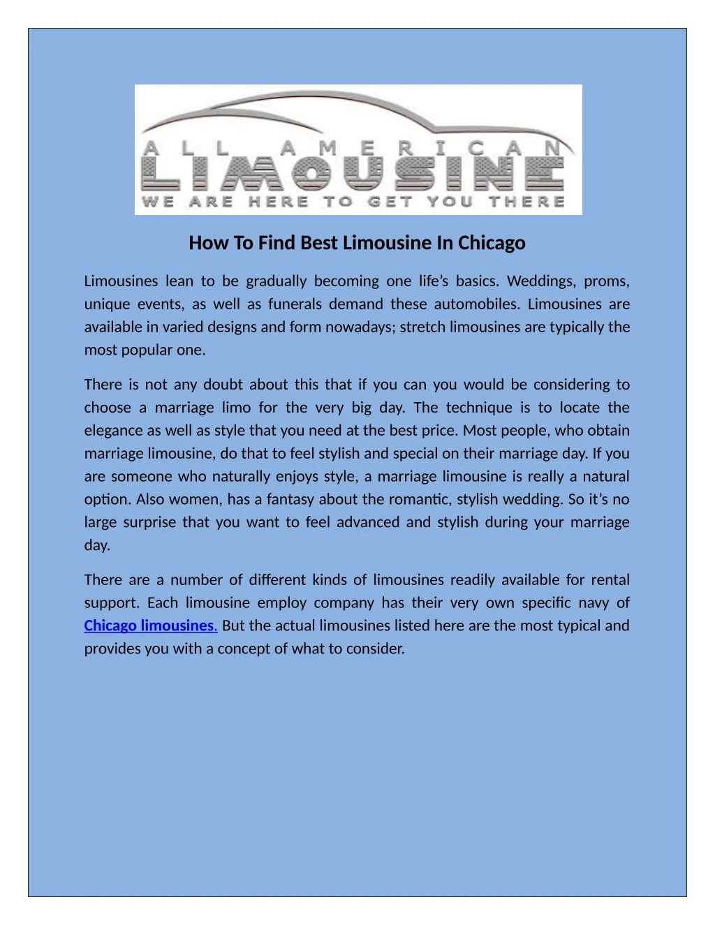 how to find best limousine in chicago