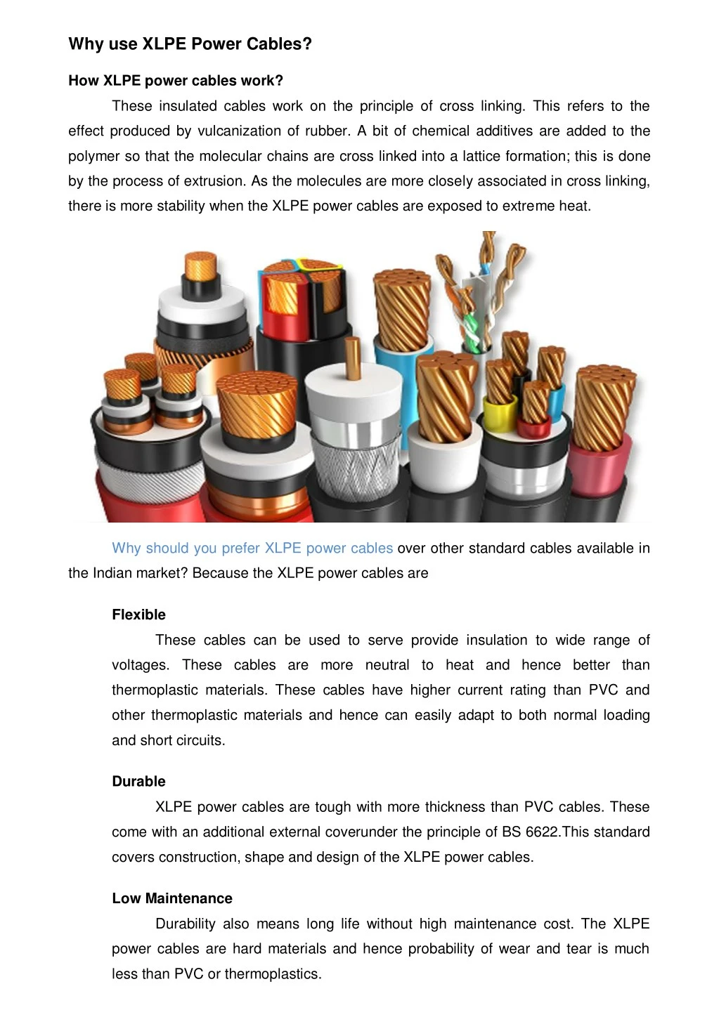 why use xlpe power cables