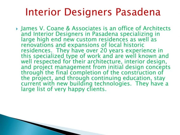 Interior Designers Pasadena