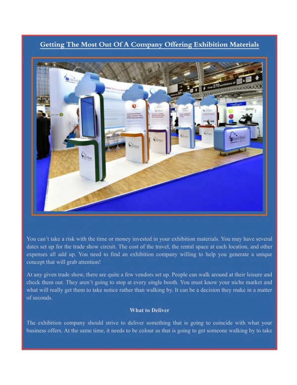 Getting the Most out of a Company Offering Exhibition Materials
