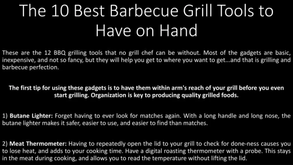 The 10 Best Barbecue Grill Tools to Have on Hand