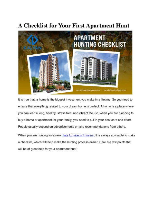 A checklist for buying flats for sale in Thrissur