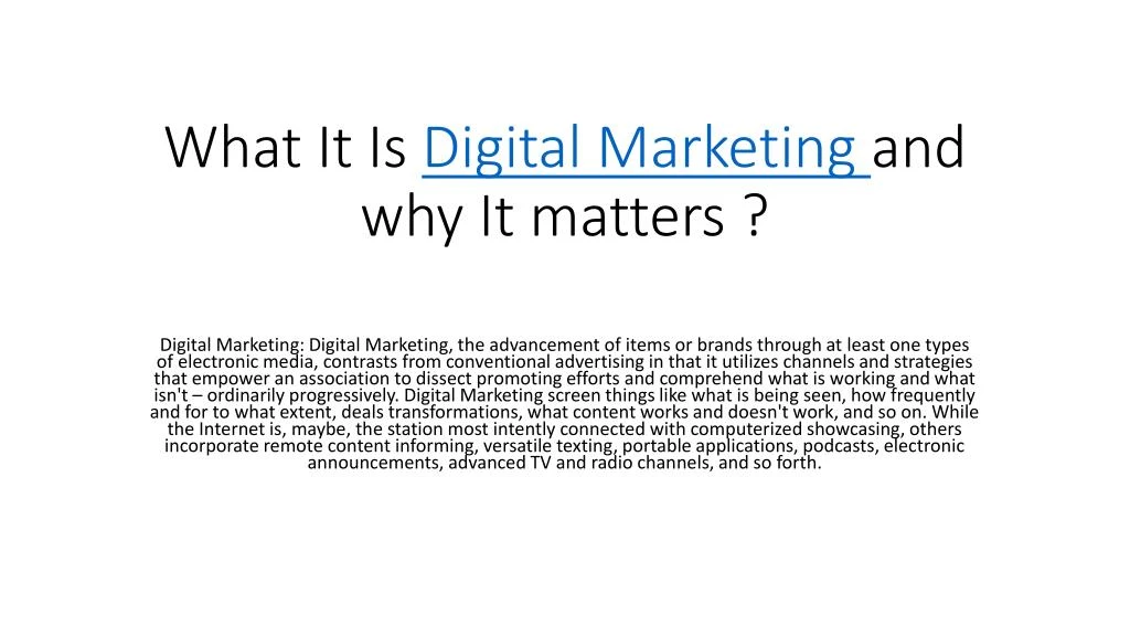 what it is digital marketing and why it matters