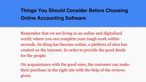 Things You Should Consider Before Choosing Online Accounting Software
